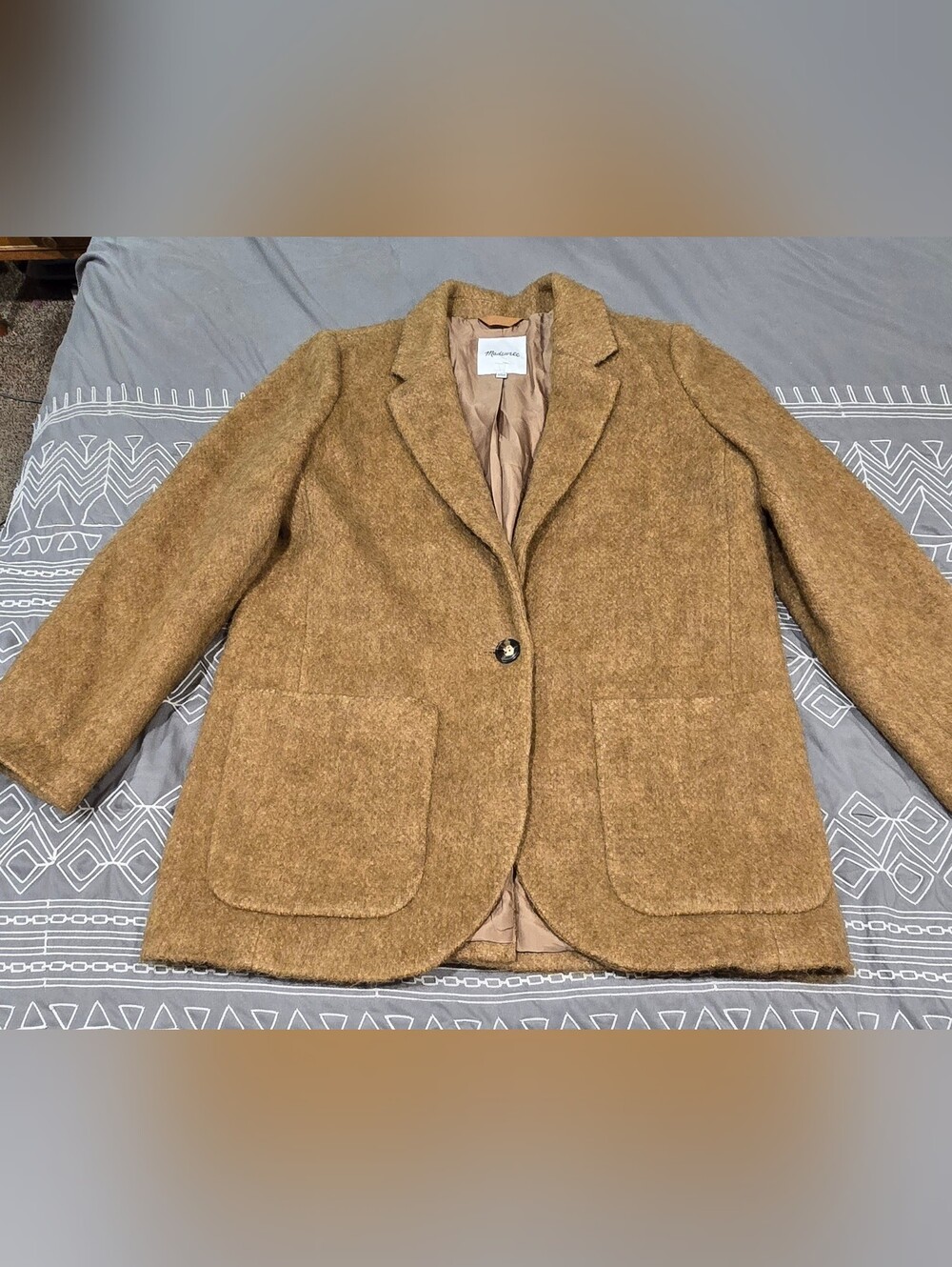 Madewell Boucle Larsen Blazer Large In The Color Toffee